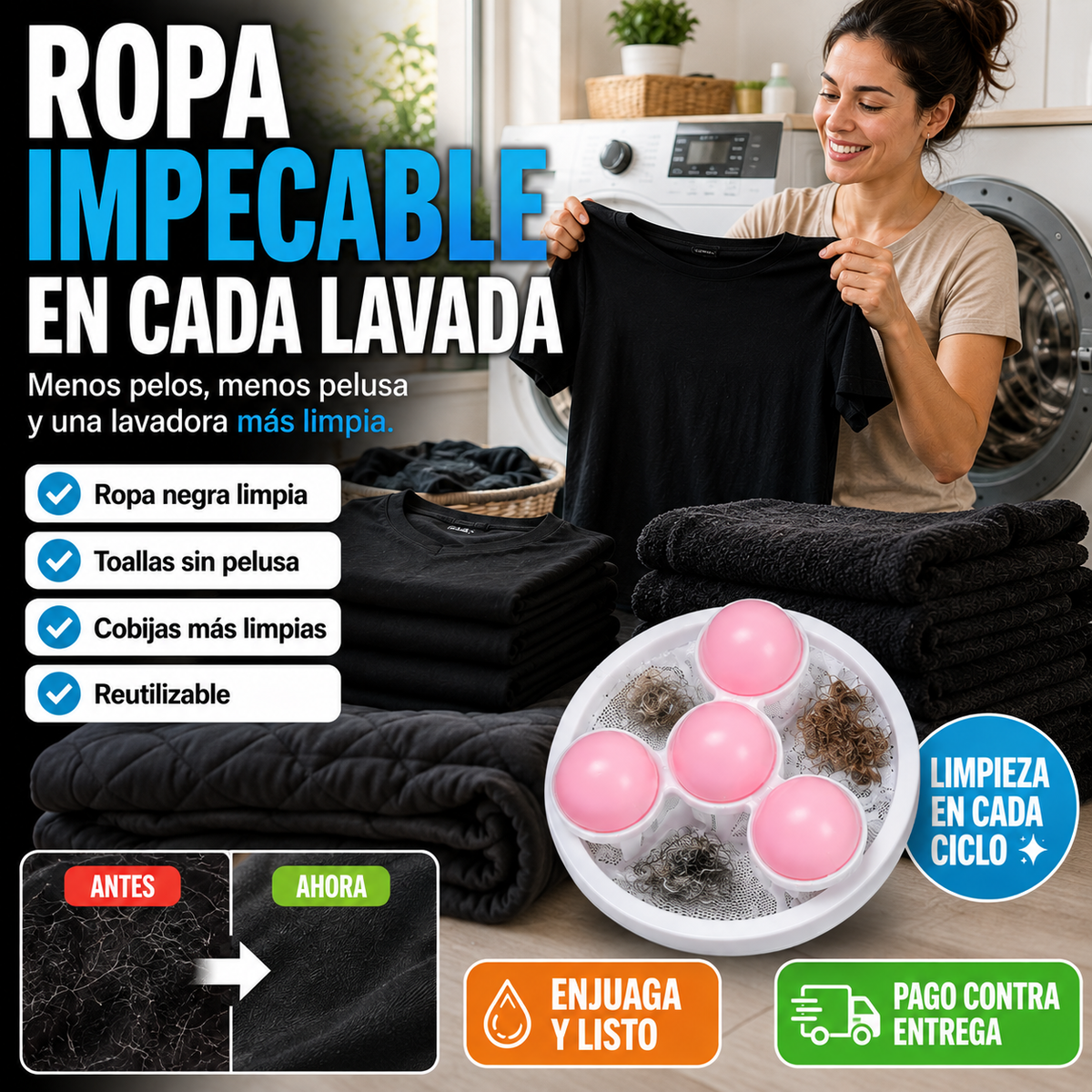 Filtro Quita Motas para Lavadora | Ropa sin pelusa ni pelo de mascota