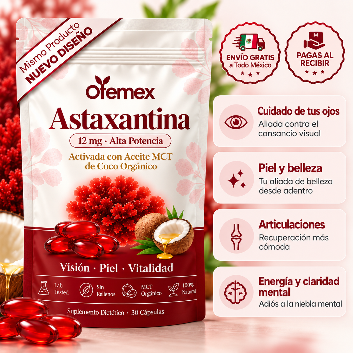Astaxantina 12mg – El Antioxidante Más Potente para Todo tu Cuerpo