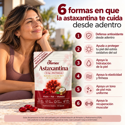 Astaxantina 12mg – El Antioxidante Más Potente para Todo tu Cuerpo