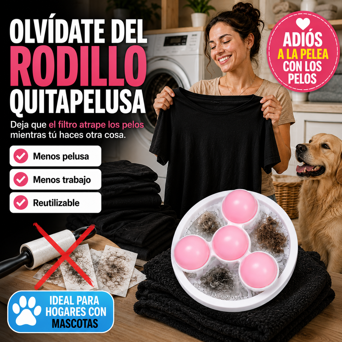Filtro Quita Motas para Lavadora | Ropa sin pelusa ni pelo de mascota