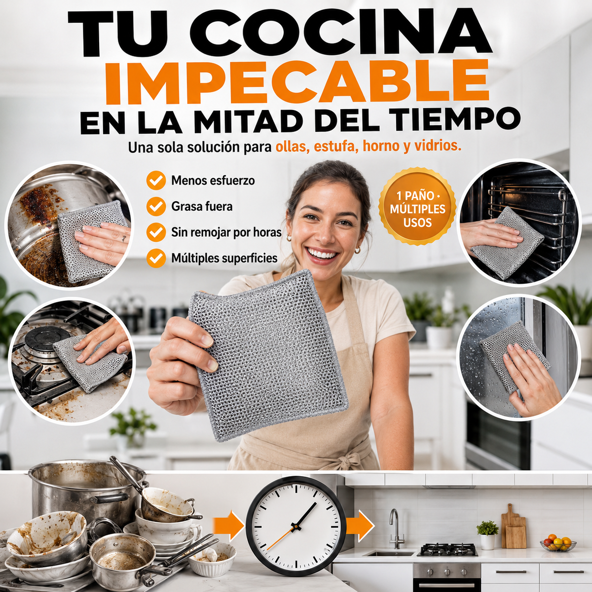 Pack x10 Paños de Micro Acero Multiusos | Limpia la Grasa Más Difícil Sin Rayar Tus Ollas