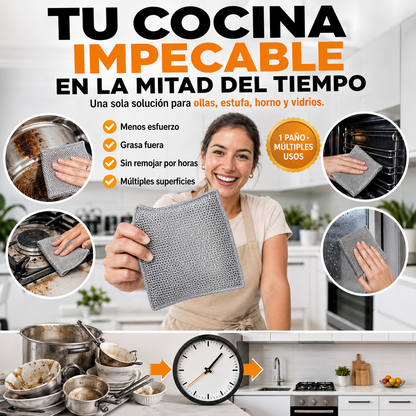 Pack x10 Paños de Micro Acero Multiusos | Limpia la Grasa Más Difícil Sin Rayar Tus Ollas