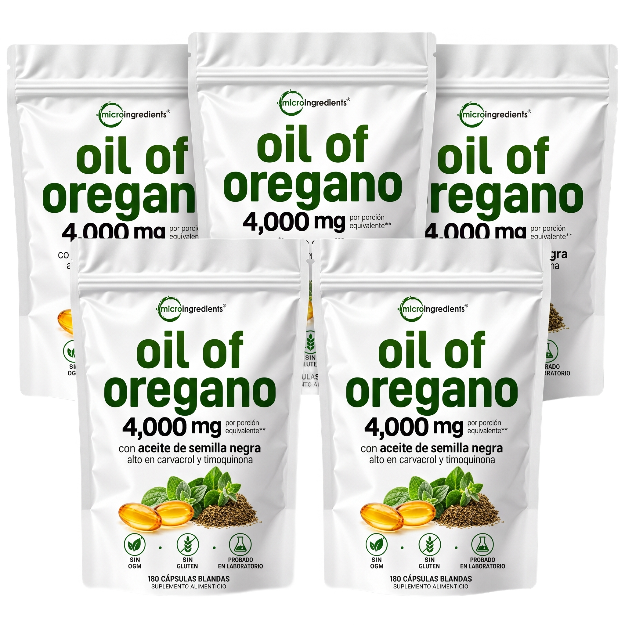 5 frascos Aceite de Orégano